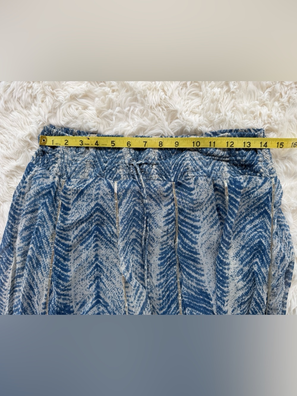 Soft Surroundings Blue Chevron Maxi Skirt with Black Tassel and Maroon Border - Picture 5 of 9